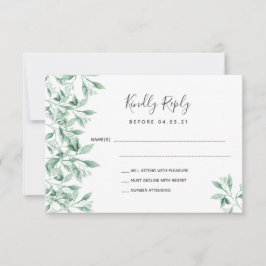 Boda verde blanco botánico RSVP