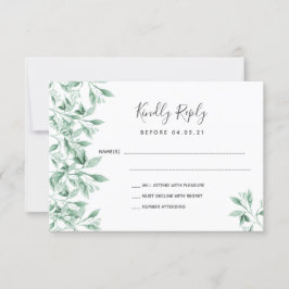 Boda verde blanco botánico RSVP