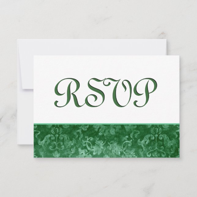 Boda verde de Damasco de Grunge RSVP (Anverso)