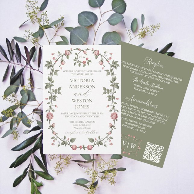 Boda Verde De Jardín Sage Todo En Una Invitación (Subido por el creador)