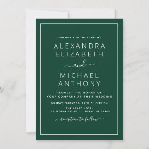 Boda verde esmeralda con invitación fotográfica