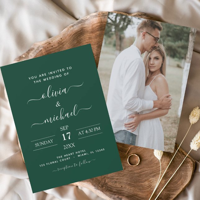 Boda verde esmeralda con invitación fotográfica (Subido por el creador)