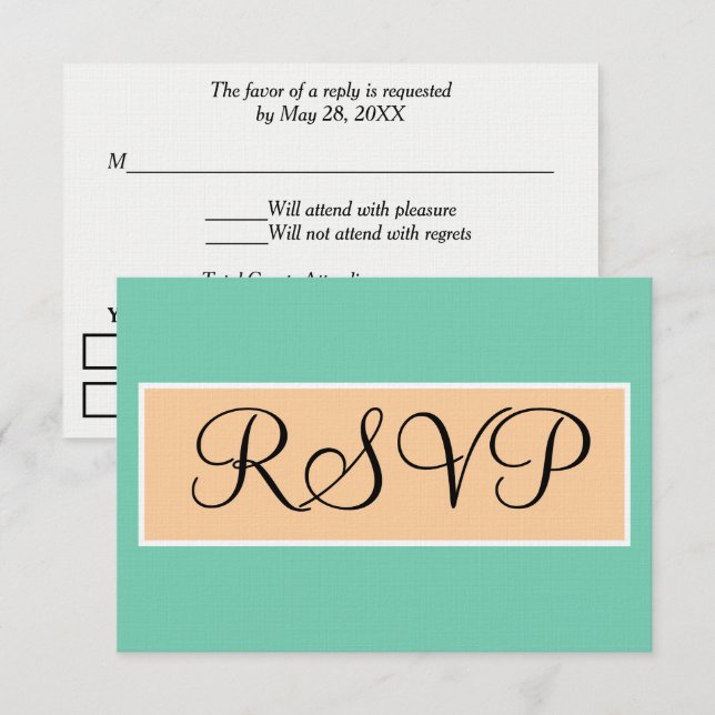 Boda Verde Espuma de Mar Beige Arena RSVP (Anverso / Reverso)