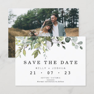Boda Verde Gris Foliage Ahorra La Tarjeta De Fecha