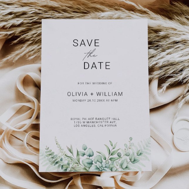 Boda verde Guardar la invitación de fecha (Greenery Wedding Save the Date Invitation)