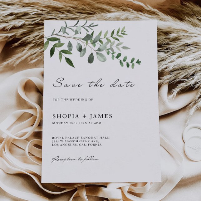 Boda verde Guardar la invitación de fecha (Greenery Wedding Save the Date Invitation)