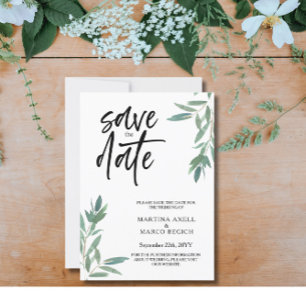 Boda verde Guardar la invitación de fecha