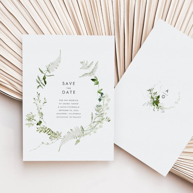Boda verde Guardar la tarjeta de fecha (Greenery Wedding Save the Date Card)