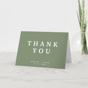 Boda Verde Moderno Gracias Tarjeta plegable
