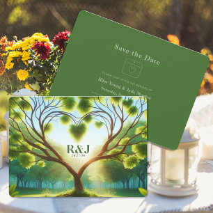 Boda Verde Plano Guardar la tarjeta de fecha