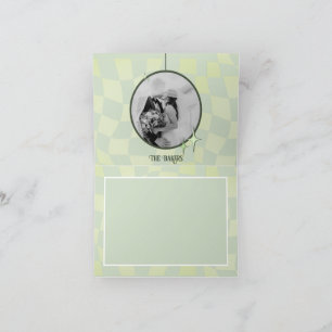 Boda Verde Retro Sage Gracias Tarjeta Disco