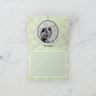 Boda Verde Retro Sage Gracias Tarjeta Disco