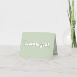 Boda Verde Retro Sage Gracias Tarjeta Disco