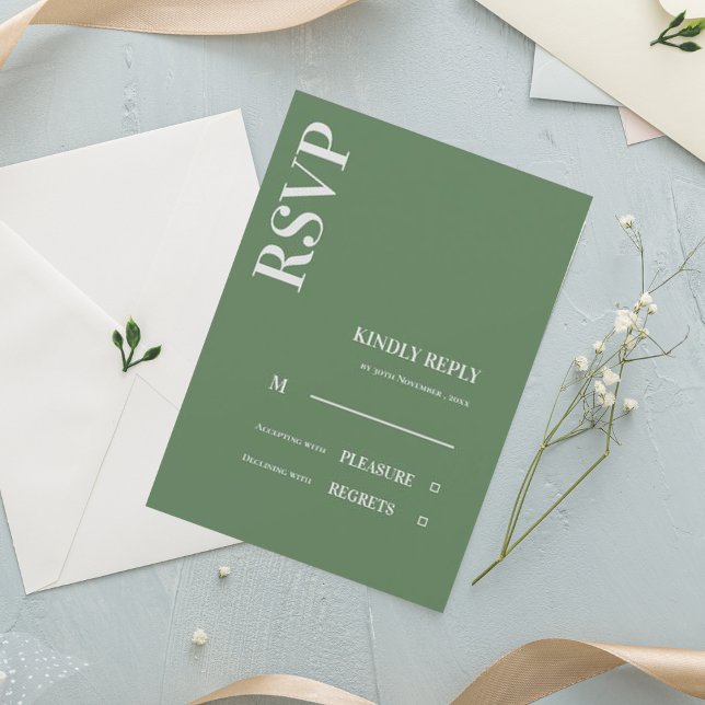 Boda verde sabia Minimalista contemporánea RSVP (Subido por el creador)