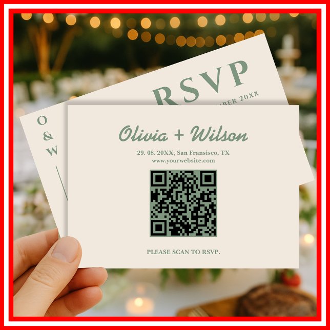 Boda Verde Salvia | Respuesta RSVP Código QR (Subido por el creador)