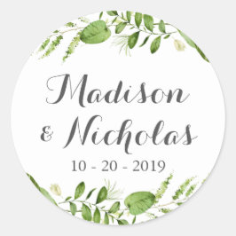 Boda Verde Sello para sobres Pegatinas, vegetación
