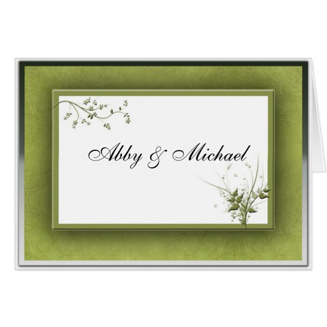 Boda verde simple floral (Anverso (Horizontal))
