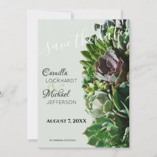 Boda Verde Suculenta Guardar las invitaciones de f