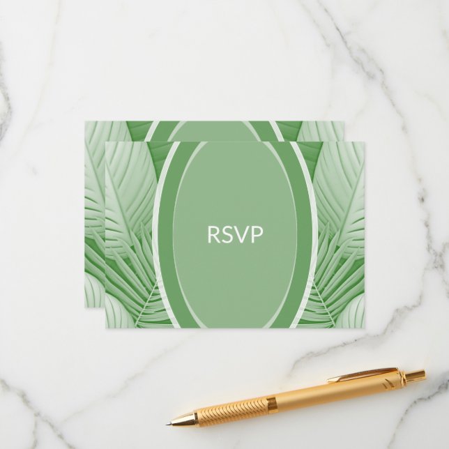 Boda verde tropical RSVP Tarjeta de inscripción de (Anverso/Reverso In Situ)