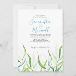Boda verde y blanco de acuarela botánica