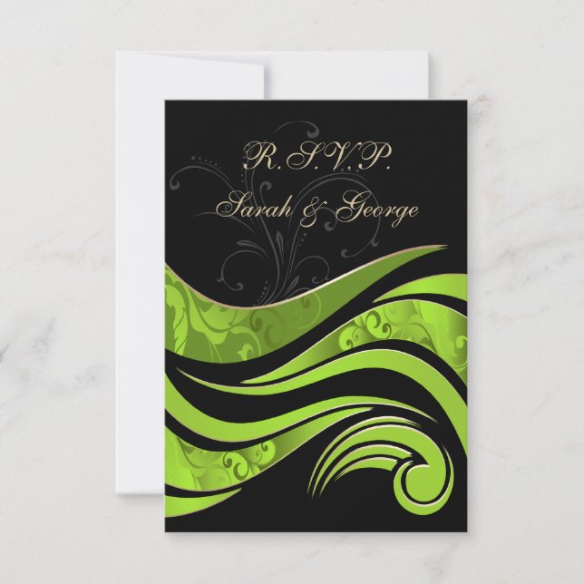 boda verde y negra RSVP Standard 3.5 x 5 (Anverso)