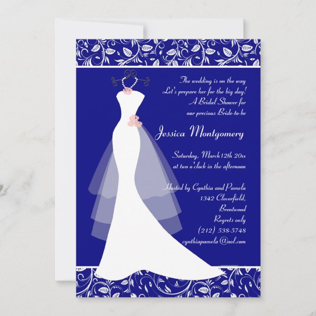Boda vestido con la invitación a la ducha de novia (Anverso)