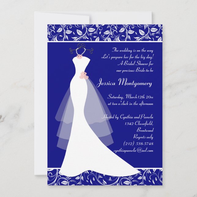Boda vestido con la invitación a la ducha de novia (Anverso)