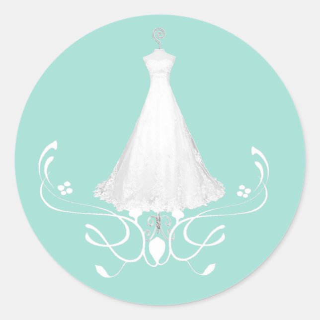 Boda Vestir pegatina de sobre acuamarina (Anverso)