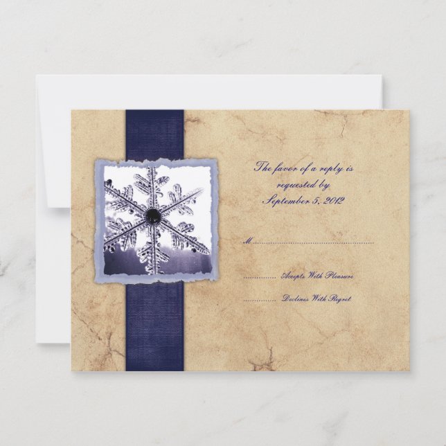 Boda vinícola Blue Winter Snowflake RSVP (Anverso)