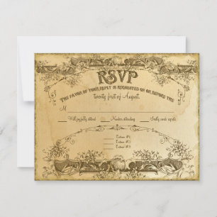 Boda Vintage con Manchas de Té 2 - Invitación Tarj