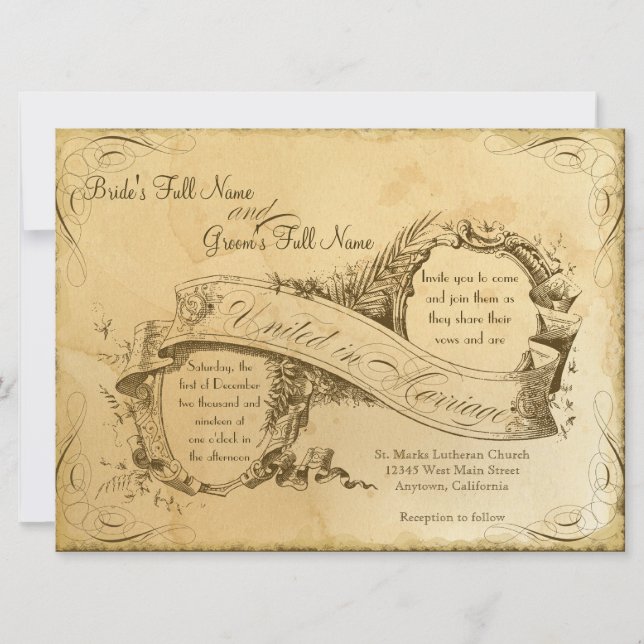 Boda Vintage con Té Manchado 1 - Invitación (Anverso)
