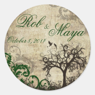 Boda Vintage de Nueva Vida Gracias Pegatina Favor