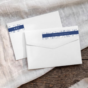 Boda Vintage Dirección de Retorno Floral Azul Mari