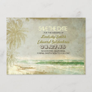 boda vintage en la playa salvo tarjeta de fecha