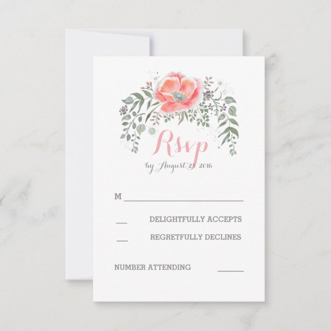 Boda Vintage Floral Rosa RSVP (Anverso)