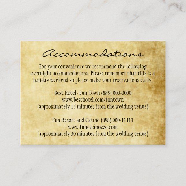 Boda Vintage Insertar Tarjetas De Recepción (Anverso)