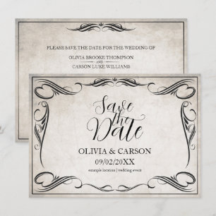 Boda Vintage Negro Art Déco Guardar la Fecha
