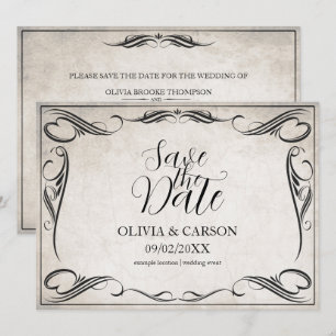Boda Vintage Negro Art Déco Guardar la Fecha