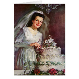 Boda vintage, novia cortando el pastel de Boda