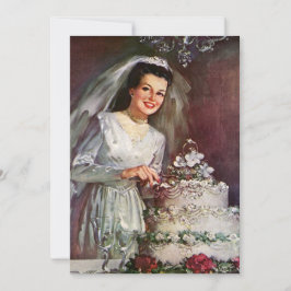 Boda Vintage, Novia Cortando la Torta de Boda