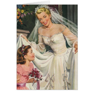 Boda vintage, novia retro con chica flor