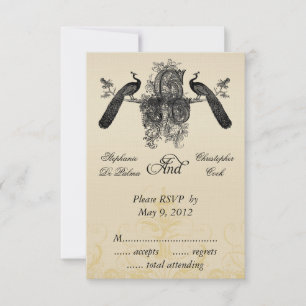 Boda Vintage Tres Monograma RSVP con Pavos Reales