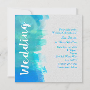 BODA Watercolor Beach Invitación tropical azul
