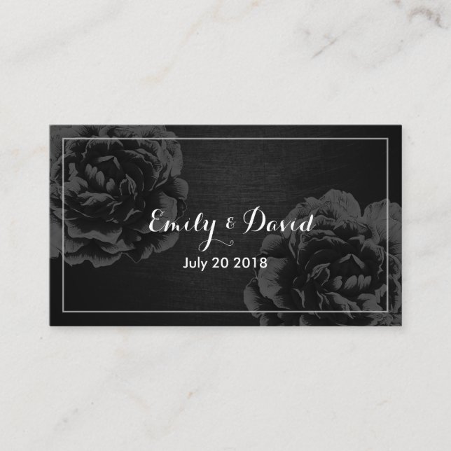 Boda Web Insertar tarjeta | Floral negra elegante (Anverso)