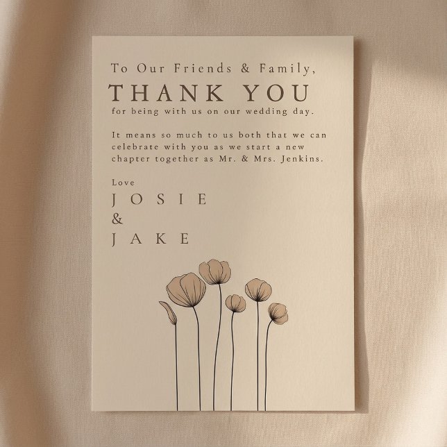 Boda Wildflowers gracias a su invitado Table Card (Wildflowers Wedding thank you guest Table Card.)