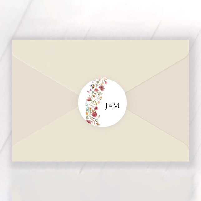 Boda Wildflowers Pegatina Redondo Clásico (Subido por el creador)