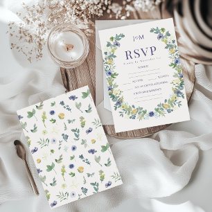Boda Wreath de flor blanca amarilla sincera RSVP
