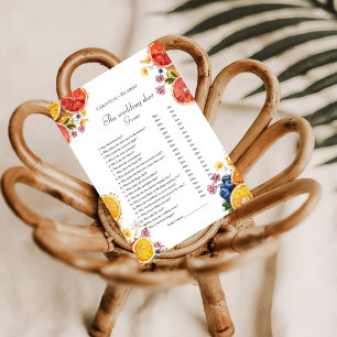 Boda zapato Citrus Bridal Shower tarjeta de juego