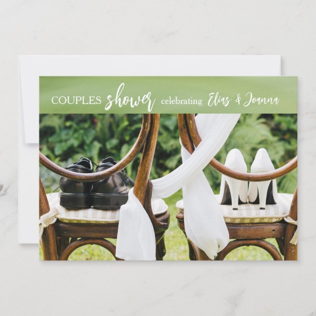 Boda Zapatos Parejas Ducha Invitación (Anverso)