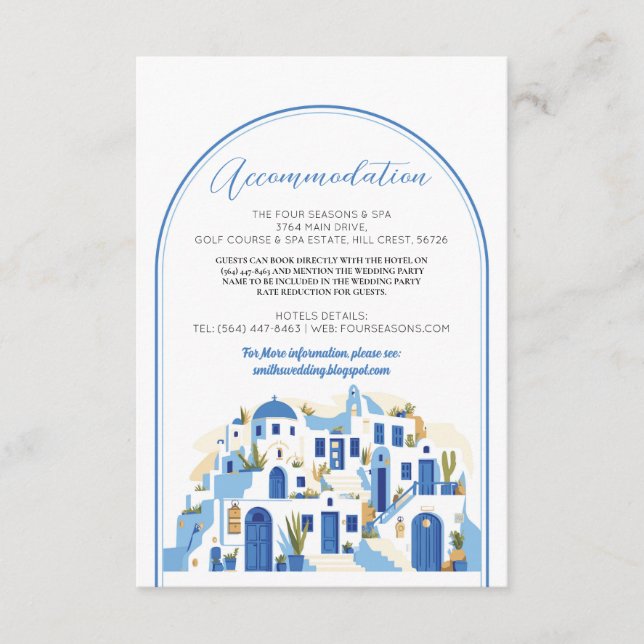 Bodas de alojamiento Santorini Tarjetas de Grecia (Anverso)